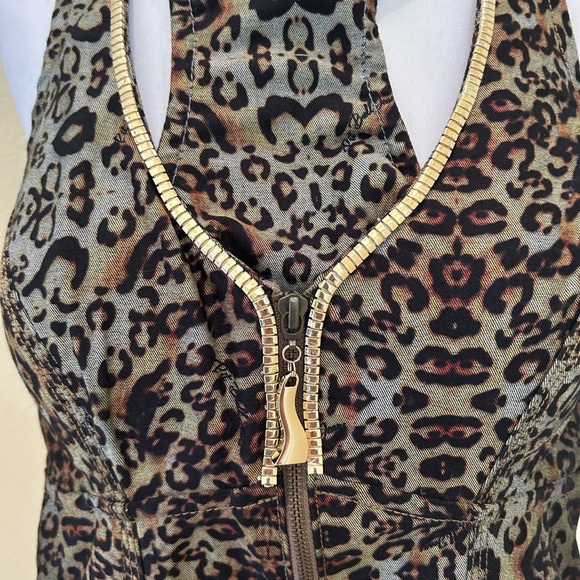 NWOT Pit Bull jeans Brazilian cheetah jean romper with removable inserts - Picture 2 of 10